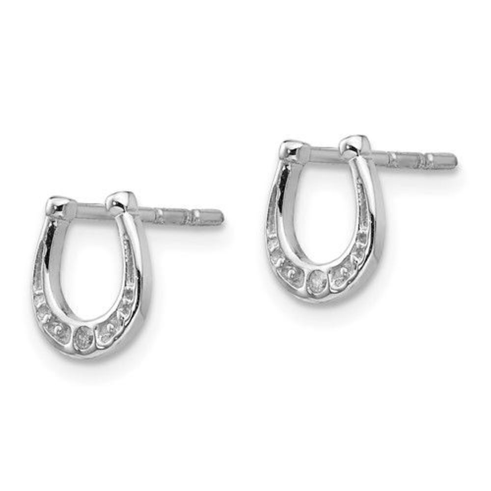 White Ice Sterling Silver Diamond Horseshoe Post Earrings
